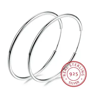 Sterling Silver Round Hoop Earring - Classic Design with Elegant Finish