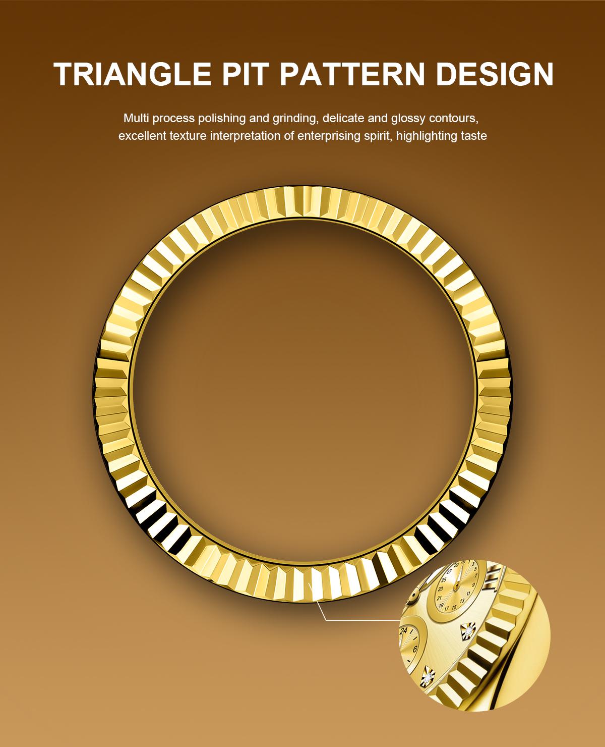 Ferhmen Men's Luxury Dress Watch, 41mm Gold Dial,Stainless Steel Band, Rotating Quartz Analog, relojhermoso, Waterproof & Lum, anniversary giftinous BigFace Wristwatch, Elegant Boss Style Watch