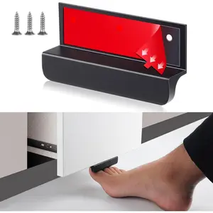 Adhesive Touchless Foot Pulls for Cabinet Trash Can Free Trash Opener for Overlay Kitchen Cabinet Door Bins Black 4'' Touchless Hands