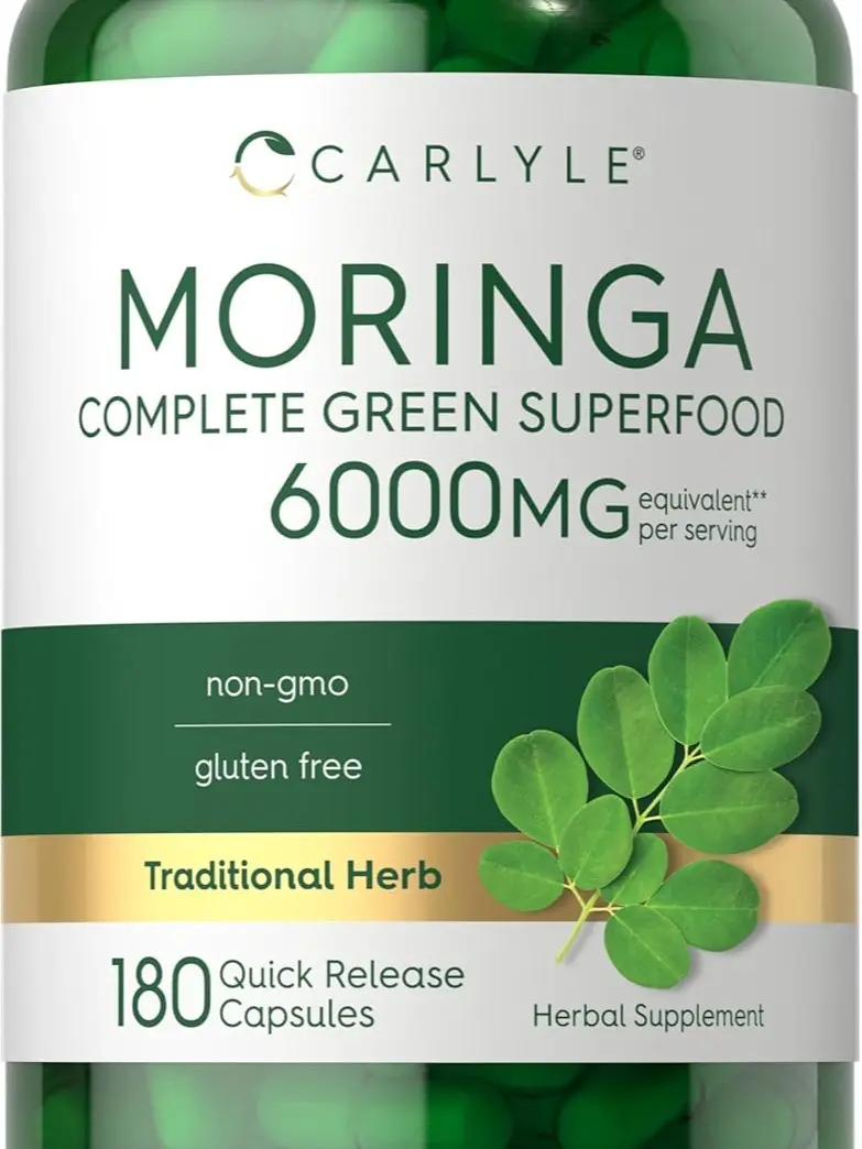 Carlyle Moringa Oleifera Supplement | 180 Capsules | Complete Green Superfood for Women and Men | from Moringa Leaf Powder | Non-GMO and Gluten Free