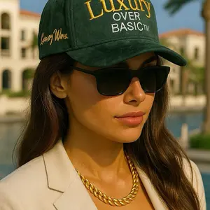 L.O.B Suede Money Green Hat - Premium 5-Panel All-Suede with 3D Metallic Embroidery & Adjustable Fit for True Luxury Wear