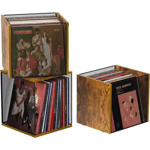 1 Cube Record Holder Vinyl Record Storage Furniture DIY Stackable for 40-55 Records Visualize Album Storage Box Wooden Vinyl Record Crate Shelves Organizer