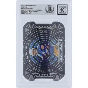 Justin Herbert Los Angeles Chargers Autographed 2022 Panini Obsidian Orbital #ORB-JHE #/99 Beckett Fanatics Witnessed Authenticated 10 Card - Fanatics Authentic Certified