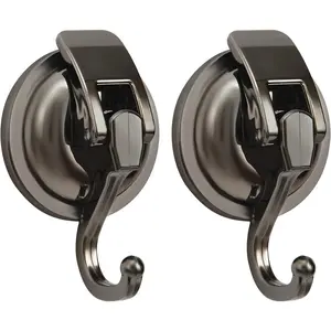 Wreath Hanger, ABS Plastic and TPU Rubber, Easy to Install and Remove, No Hole Punched, -Black Plated Polished Super Suction for Garland Decoration, 2 Pack