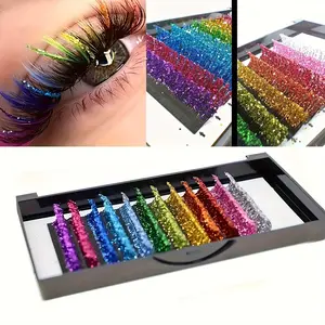 Dripluxury Lash Co. Glitter Eyelash Extensions with Sparkly Petal Design Handmade for DIY Makeup Festival Holiday Cosplay Party Daily Glam Salon Use Lightweight Synthetic Lash Clusters for Christmas Thanksgiving New Year Halloween Cosmetic