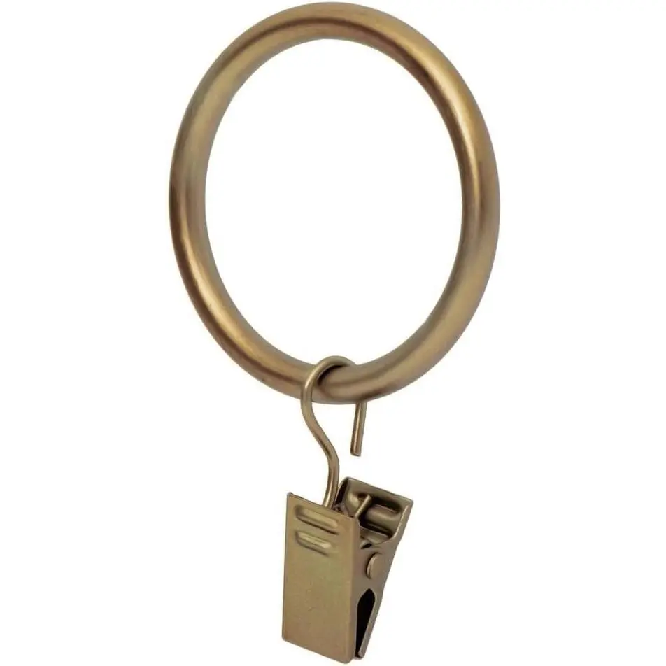 Durable Synthetic Curtain Clip Rings - 1.7in Solid, Metal Finish, Inner 1.4in, Hang Easily for Modern Drapes & Fabric Panels, Warm Tone Set of 14