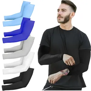 Summer Cool Sports Sleeve, 5 Pairs Elastic Sports Arm Compression Sleeves, Breathable Comfortable Sports Support for Outdoor Cycling Running Driving Fishing