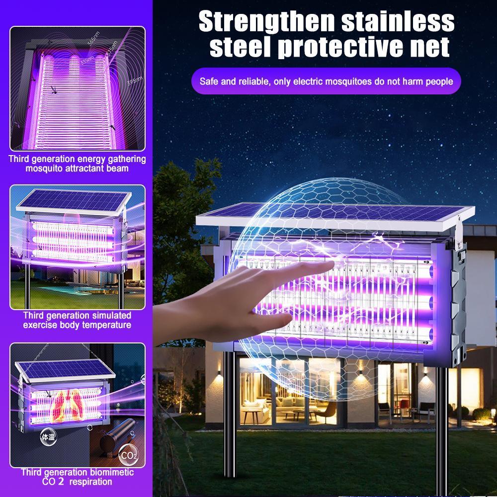 Solar Insect Zapper Outdoor 20W, Mosquito Killer Lamp with 3 Tubes, Dual Charging & 6000mAh Battery