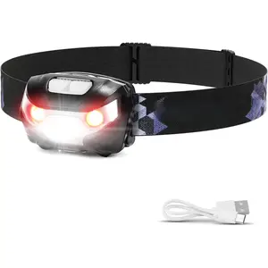 LED Headlamp Rechargeable - Super Bright  Lamp with 5 Modes for Camping & Hiking Gear Essentials, IPX4  Headlight Flashlight with Red Light, USB  Included