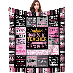 Teacher Gifts for Women Best Teacher Blanket Throw Plush Flannel Teacher Appreciation Gifts for Teachers Female Office Decor Retirement Birthday Gifts