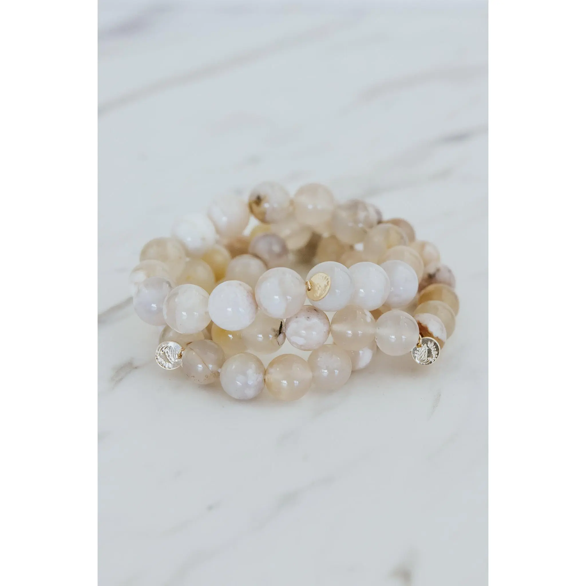 Gem Stretch Bracelet Large - Sakura Agate