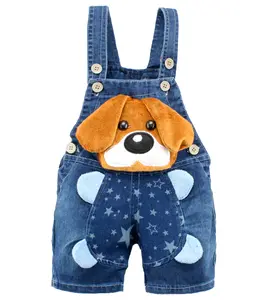 KIDSCOOL SPACE Baby Cute Summer Jean Overalls,Toddler Denim Cartoon 3D Animal Shortalls