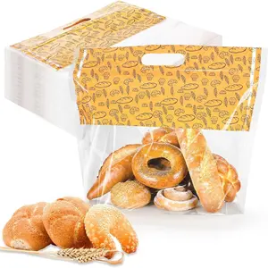 100 count Large Plastic Bread Bags, 12.5"x10.3"x4.2" Sourdough Bread Loaf Bags with Clear Window, Freezable Zippered Bakery Bag,   Bag for Bread Cookie Storage, Keep Bread