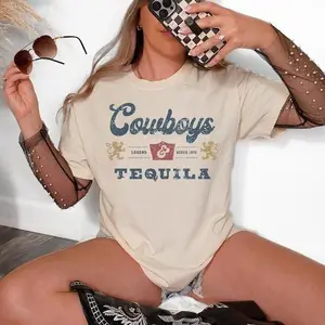Cowboys and Tequila Sweatshirt - Country Style Crewneck Sweatshirt for Women Graphic Sweat Shirt Rodeo Vintage Western Apparel Gift for Her