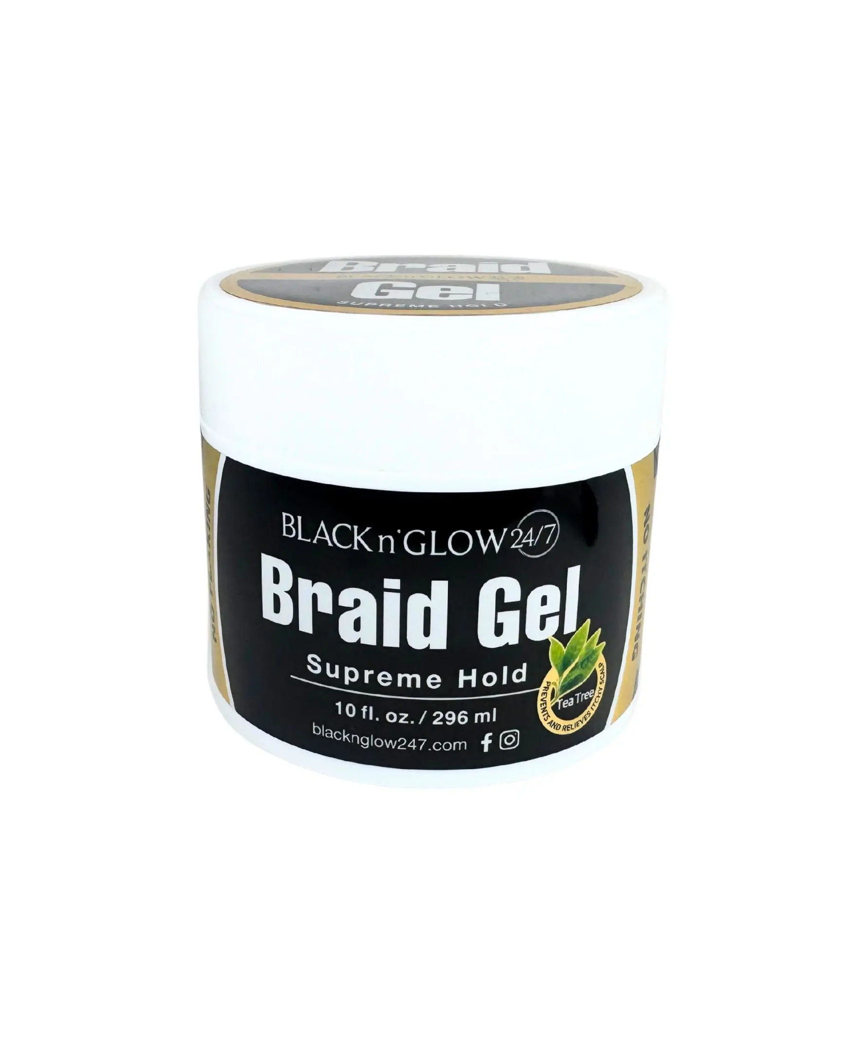 BLACK N GLOW 24/7 - BRAID GEL (Supreme Hold) 10 fl. oz. / 296 ml