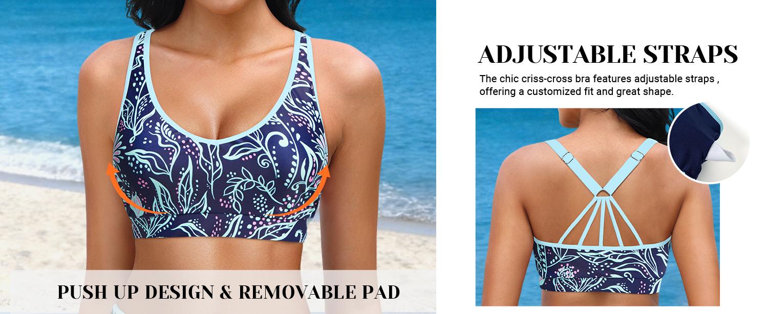 Daci Women Three Piece Rash Guard - Long Sleeve Zip Up Swim Shirt with Sports Bra and Shorts UPF 50+ Modest Swimuits