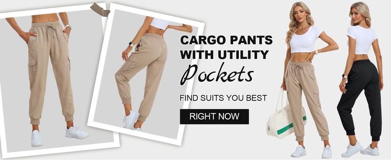 MoFiz  Outdoor Cargo Pants Lightweight Joggers Elastic Waist Athletic Hiking Sweatpants Casual Travel Pant with Pocket