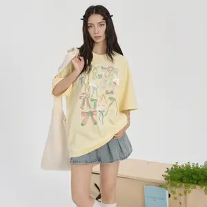 【Early Bird Sale】Deals For You F426 Official Store Women’s Bow Print T-Shirt with 3D Lace & Pearl Detail, Hip-Hop Style Casual Streetwear, Cute and Edgy Graphic Tee, Soft Cotton Summer Top, Oversize