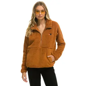 TEDDY UNISEX HALF ZIP JACKET - WHISKEY