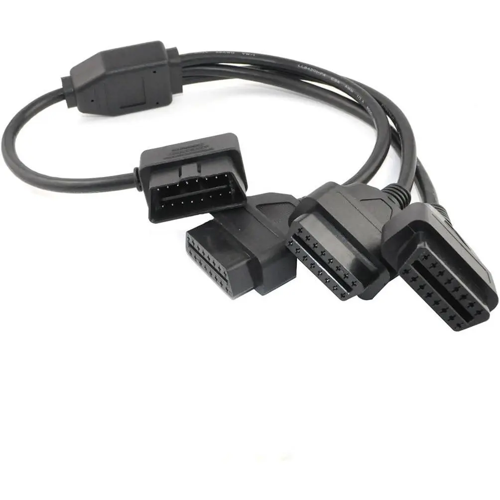 OBD2 Splitter ,OBD-II Extension ,1 Male to 3 Female  Diagnostic Extender Cord Adapter,16 Pin Right Angle,1.6ft/50cm