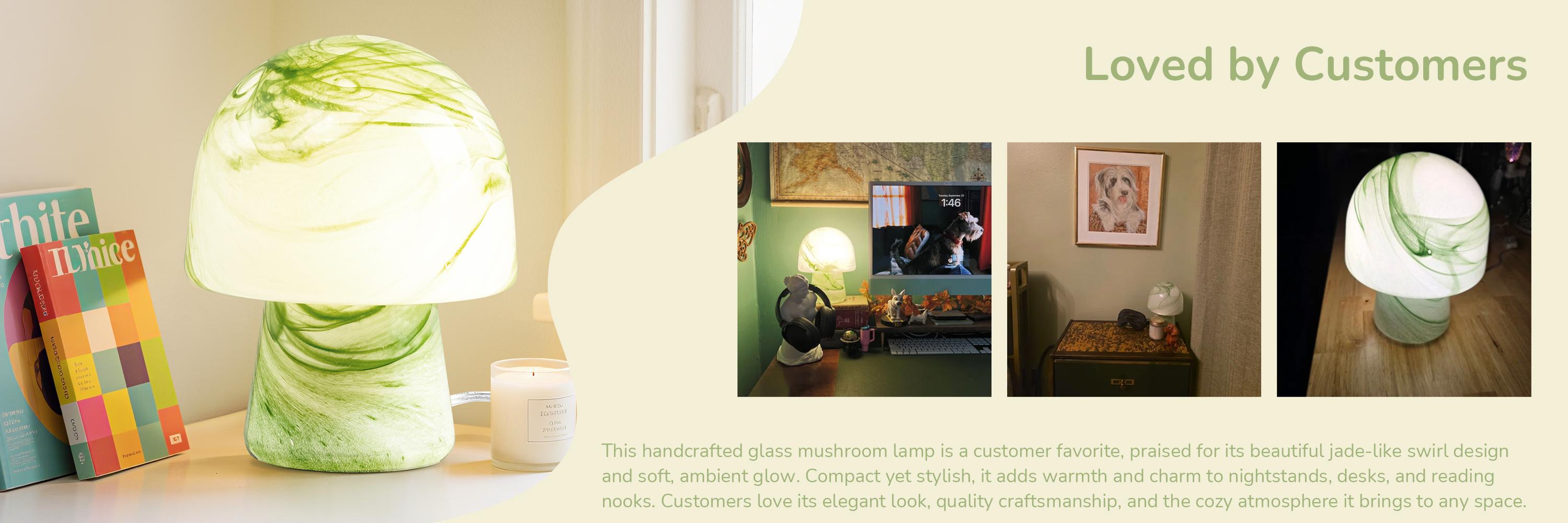 Marbled Glass Table Lamp (2 Styles: Yellow/Green) - E26 LED 3-Color/Warm Light 120V Dimmable for Bedroom Living Room