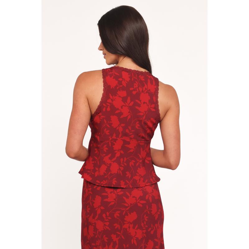 Kelso Top - Burgundy Floral