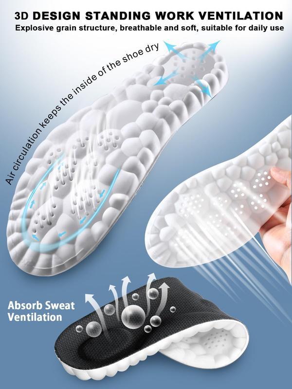 Silicone insoles for shock absorption and comfort-4D Cloud Technology Super Soft Comfort Insoles, Soft Elastic Breathable Shoe Insoles, Sweat Absorbent, Lightweight and Soft Insoles for Comfortable and Non Tiring Feet Footwear Bedroom