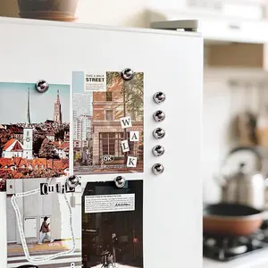 12pcs Silver Color Polka Dot Refrigerator Magnets Set, Cute Photo Decorative Magnetic Stickers, Mini Fridge Magnet Kit, Refrigerator Decorating Magnet