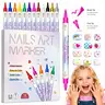 12-Color Quick-Dry Dual-Tip Nail Art Polish Marker Pens with Brush, Colorful Design Options, Travel-Size At-Home Use Manicure Tool, Teen Girls Gifts in Box