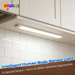 Ultra-Thin Smart Motion Sensor LED Strip Light, Self-Adhesive Rechargeable Cabinet Wardrobe Night Light, Long Battery Life Design