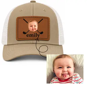 Personalized Golf Dad Trucker Hat with Kids Face – Custom Father’s Day Gift for Dad, Golf Lover Cap