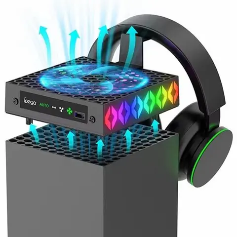 Xbox Series X Multi-Functional Cooling Pad Fan - Cooling Products with Dustproof Storage Display, Temperature Control, Vibrant RGB Lights, Low Noise Cooling, USB Ports, Gaming Accessories, Desk Accessory