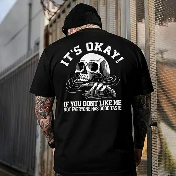 Unisex Heavy Cotton T-Shirt with Vibrant Skull Graphic Print, Casual Short Sleeve Streetwear Top, Tops, Shortsleeve, Basic, Unisex Cut, Menswear, Crew Neck, Vibrant Print, Relaxed Cut, All Seasons, Chic, Classic, Round Neck