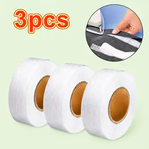 3 pcs Hemming Tape Fabric Adhesive Hem Iron on No-Sew Hemming Tape for Pants, 0.79 Inch Width, 2559 Inch Length, White