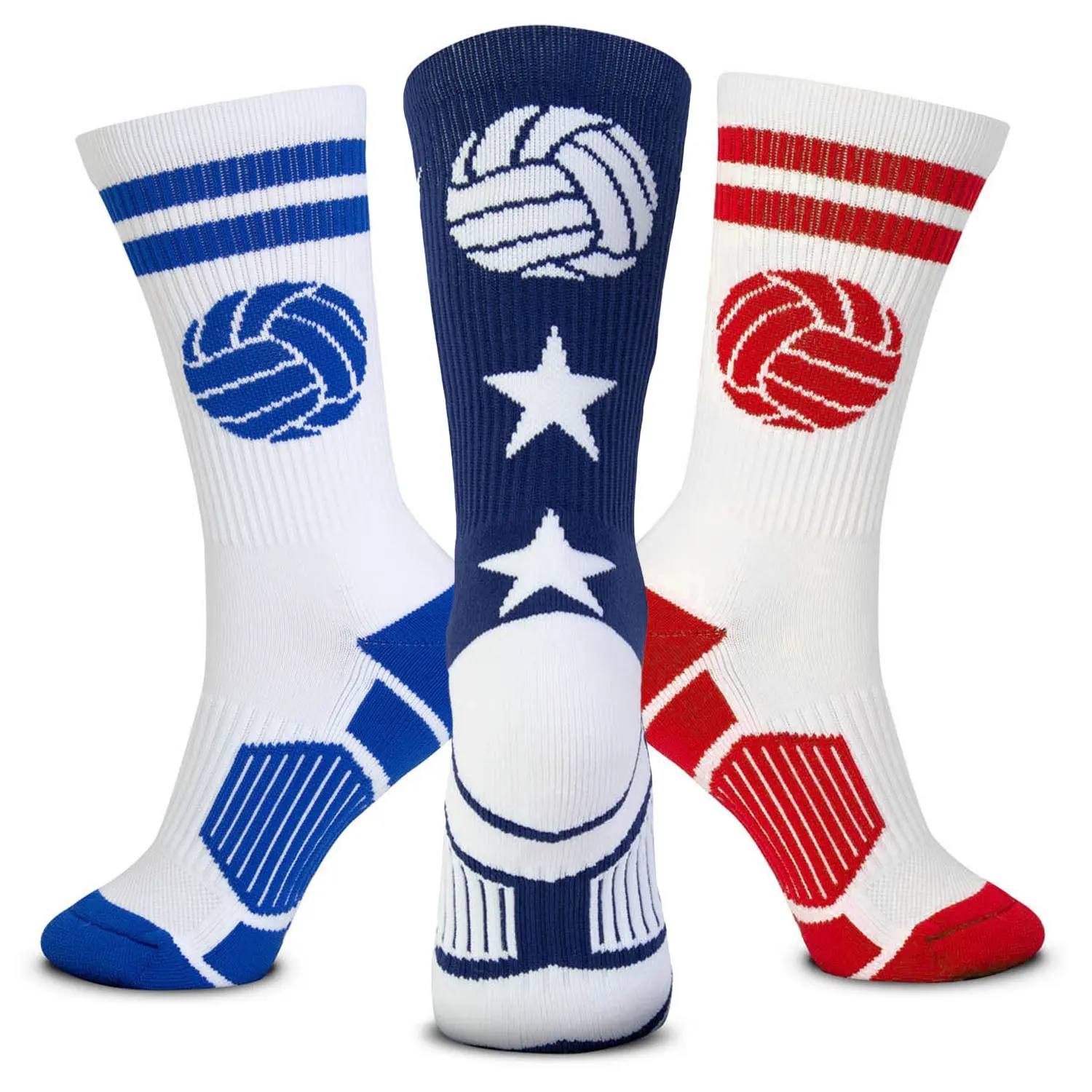 All-American Volleyball Socks, Cushioned Mid-Calf Athletic Socks for Players, Woven with Arch Support & Moisture Wicking, Moisture Wicking Socks