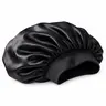 YouthTempt Unisex Solid Black Silk-like Polyester Satin Night Cap - 1pcs Hair Bonnet, Adjustable Elastic Pull-On Wrap, Heatless Smooth Surface, Frizz Minimizer, Protector for Home/Travel/Camping (Fits Curly, Wavy, Straight Locks)