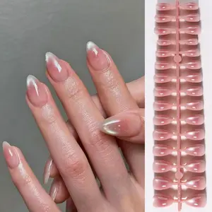 150pcs Natural Daily Wear Nail Tips, Glossy Jelly Nude Almond Shape, Reusable Acrylic False Nails for Women, DIY Home Salon Use