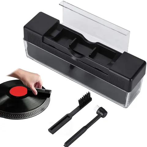 Dazone 3-in-1 Portable Vinyl Record Cleaning Kit - Anti-Static Velvet Brush, Carbon Fiber Stylus Cleaner, Professional Turntable Accessories for Cleaning Turntable & Improving Sound Quality