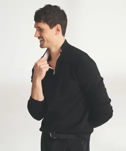 Signature Cashmere Color Blocked Quarter Zip