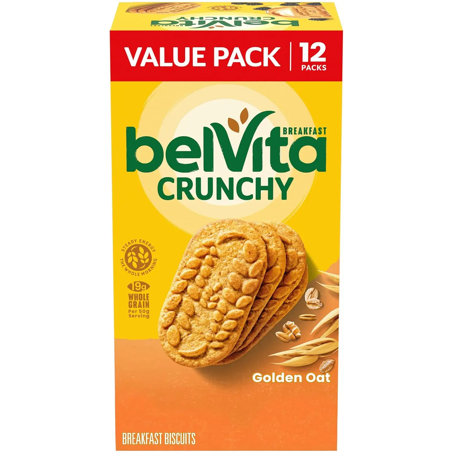 belVita Golden Oat Breakfast Biscuits (12 Packs) Steady Energy Snack
