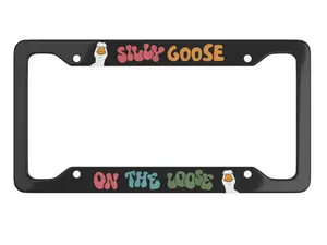 A Silly Goose on the Loose License Plate Frame, Funny Silly Goose Plate Cover, Cute Aesthetic Car Accessories for Women, Gen Z Meme Gift Idea
