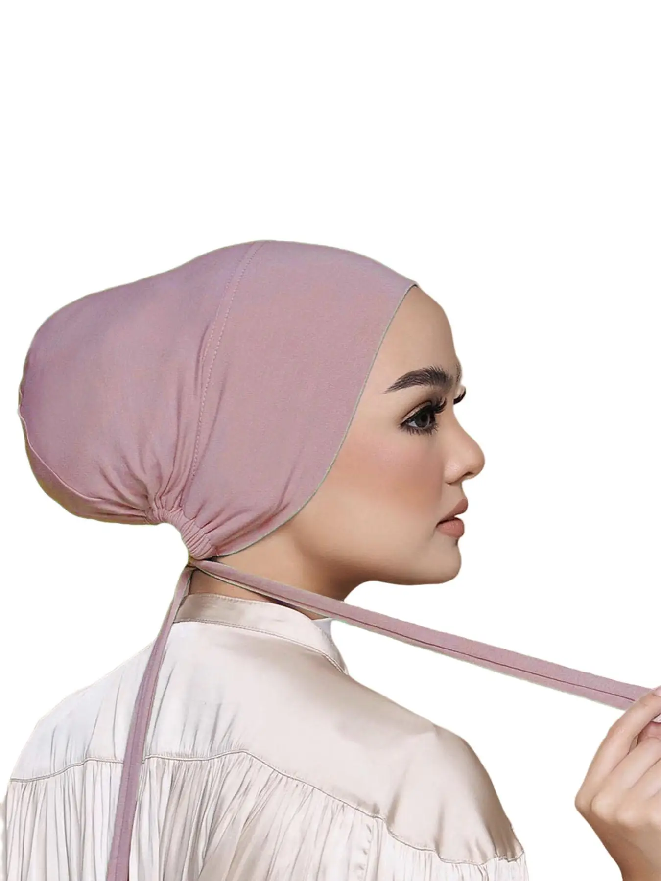 Women's Solid Color Instant Hijab, Modest Soft Comfortable Hijab with Drawstring Design, Fashionable Headscarf for Women & Girls