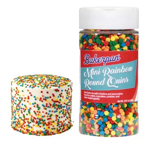 Bakerpan Quins Rainbow Sprinkles for Cake Decorating - 5.87 Ounces - Crunchy Rainbow Edible Confetti Sprinkles for Cupcakes, Ice Cream, Cookies, Cakes