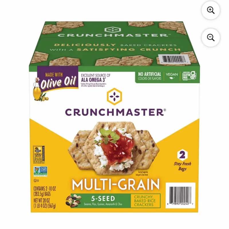 Crunchmaster 5 Seed Multi-Grain Cracker, 10 oz., 2 pk. Crunchmaster 5 Seed Multi-Grain Cracker, 10 oz., 2 pk.