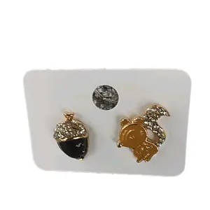 Squirrel Acorn Bling Stud Earrings