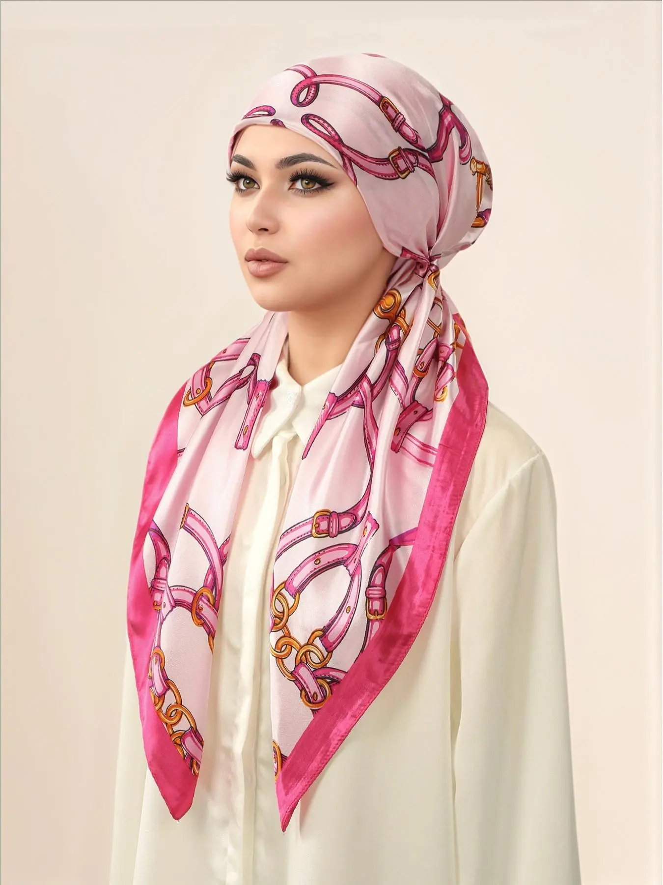 Women's Chain Print Instant Hijab For Muslim, Modest Hijab, Modesty Hijab, Casual Soft Comfortable Breathable Hijab for Daily Wear, Fashionable Scarf for Women
