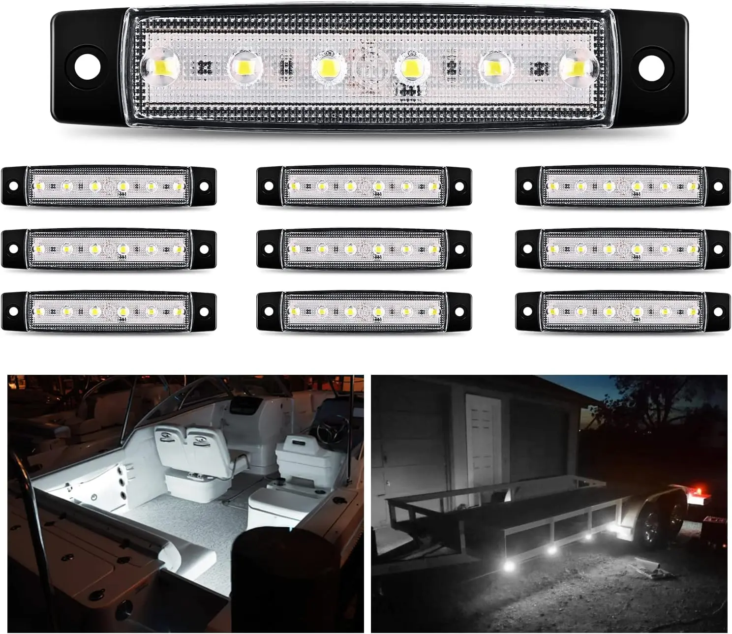 Nilight 10PCS 3.8in White LED Indicator Lights - 12V DC Trailer Vehicle Accessories, Automotive Replacement Parts for Truck, Boat