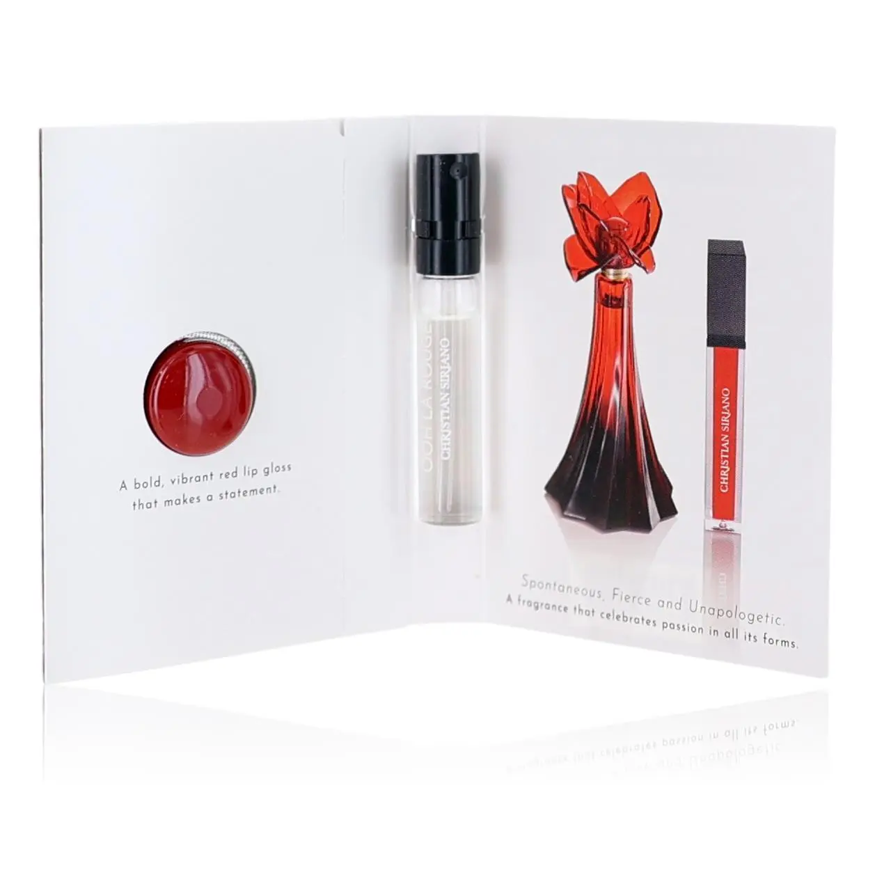 Women's Ooh La Rouge by Christian Siriano EDP Spray Sample - 0.06oz, with Lip Gloss & Cassis Blend, Sample Set Perfume