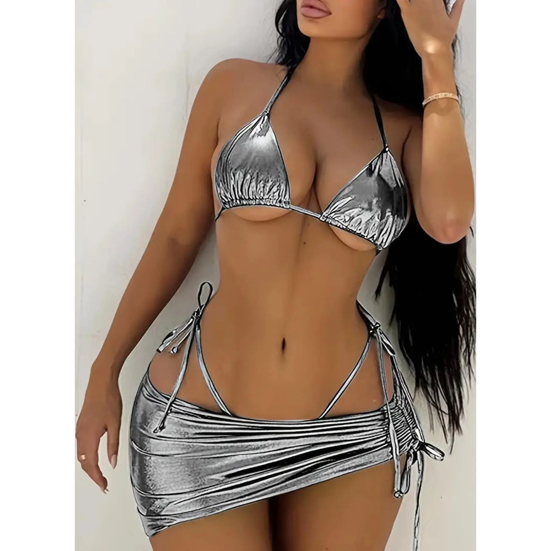 Island Vacay Women's Three-Piece Swimsuit Set - Ladies Bikini & Cover Up Set for All Seasons, Two-Piece Swimsuit for Beach Vacation
