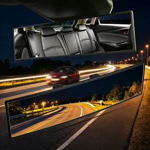 Large angle rearview mirror, 11 inch universal interior panoramic rearview mirror, suitable for cars, trucks, and SUVs, with convex curvature to eliminate blind spots, no longer afraid to drive at night tow
